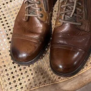 Frye Tyler Brown Leather Double Zip Lace-Up Boots with Brogue Detailing Frye Combat Boots for Men for Sale | Shop New & Used Men main image 3
